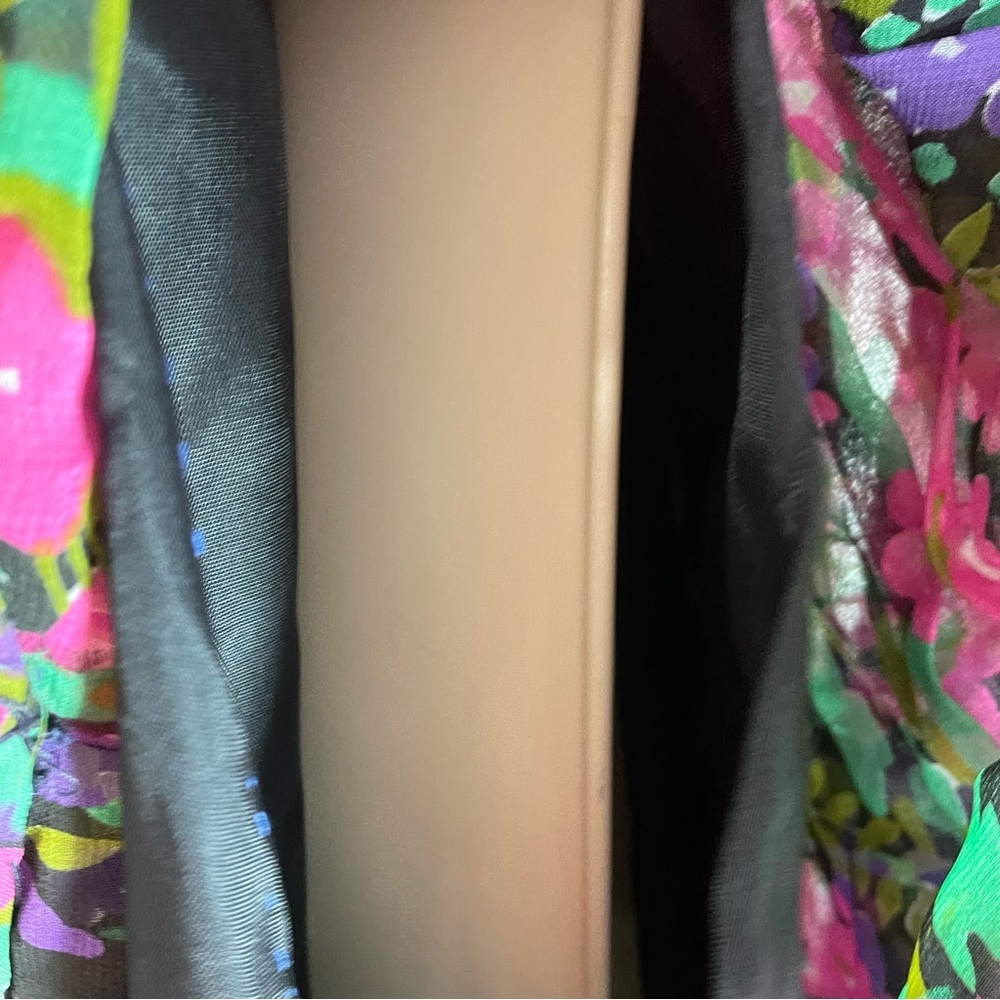 Vintage 60s Jumpsuit Dark Floral Wide Leg Cocktail Evening Size S/XS Sleeveless - Picture 8 of 10